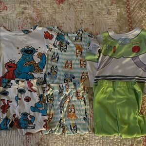 Sesame Street and Toy Story Kids Pajama Set - Multicolor
